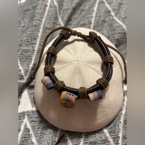 Handmade Beaded Bracelet with Brown Cord